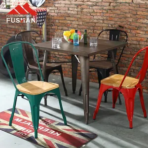 Fushan Colorful kim loại công nghiệp mạnh mẽ Stackable nhà hàng Bistro ghế cho nhà hàng và quán cà phê