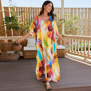 2025 stampa da spiaggia elegante caftano per la casa abiti caftano da donna - Product Image 5