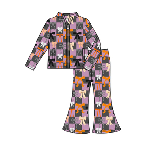 Nuovo Lancio di Prodotto: Set Due Pezzi per Bambine Halloween, Giacca Slim Fit con Zip Frontale e Pantaloni a Zampa, Abbigliamento Athleisure - Product Image 4