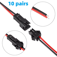 10 paires de connecteurs de câble JST SM 2 broches mâle vers femelle de 15 cm, connecteur de borne 20AWG pour éclairage LED