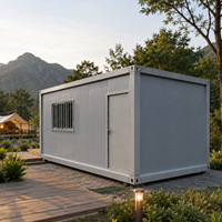 Maison conteneur modulaire démontable à panneaux sandwich, design pliable, pour installation rapide en campement ou projet de logement préfabriqué