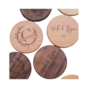 Posavasos de Madera Resistentes al Calor con Logotipo Personalizado, Grabados con Láser, Estilo Rústico, Ecológicos, 300 mm de Diámetro, 10 mm de Grosor - Product Image 4
