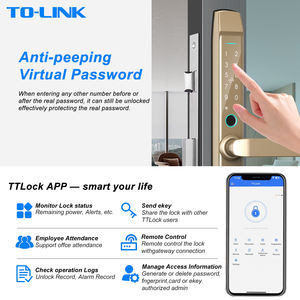 Tolink 지능형 전기 RFID 카드 코드 핑거 프린트 골드 방수 야외 게이트 Tuya Ttlock 슬림 알루미늄 도어록 - Product Image 4
