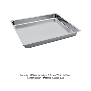 Plateau de four GN 2/1 en acier inoxydable 65 × 53 × 6,5 h cm, 2965 g, base plate Inox Inox Macel - Product Image 3