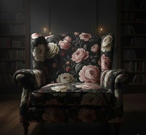Tela de tapicería estampada con peonías rosas intensas, por yarda, elegante diseño floral botánico, tela para muebles, para sofá y silla - Product Image 1