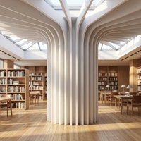 Système de plafond en aluminium à ondes paramétriques, lames décoratives effet bois, revêtement de colonne incurvé pour projets de centres commerciaux et aéroports