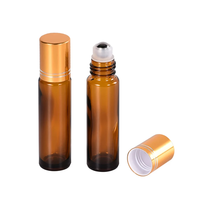 Penjualan Langsung Pabrik Botol Roll On Minyak Esensial 10ml Silinder Amber Frost Matte Tutup Sekrup Emas Kosmetik Mini Travel Pribadi