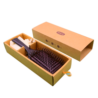 Peigne en papier kraft avec brosse à cheveux à impression personnalisée, boîte d'emballage, peigne de massage à coussin d'air, boîtes cadeaux coulissantes en papier avec manchon