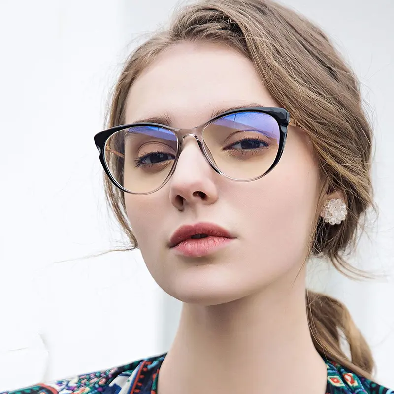 Gafas graduadas Tr90 para ojos de gato, lentes retro personalizadas en línea con montura óptica Anti ordenador, con luz azul