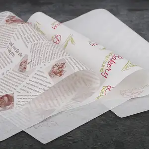 Papel para envolver alimentos con logotipo personalizado del fabricante con capa de papel de aluminio Mg Papel Sándwich blanco papel para hornear pasteles