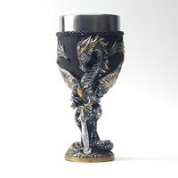 Statue de dragon tenant une épée, en résine et acier inoxydable, personnalisée, vintage, étanche, grande capacité, rétro, mug à bière pour fête, emballage en boîte