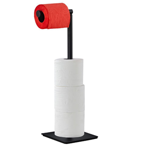 <span class=keywords><strong>Portarrollos</strong></span> cuadrado de acero inoxidable, <span class=keywords><strong>portarrollos</strong></span> de papel higiénico de baño, soporte de <span class=keywords><strong>pie</strong></span> con reserva, moderno, negro - Product Image 2