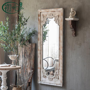 The Seventh Day <b>Wall</b> <b>Mirror</b> <b>Rectangular</b> Retro White Framed Decorative For Bedroom Guesthouse - Product Image 1