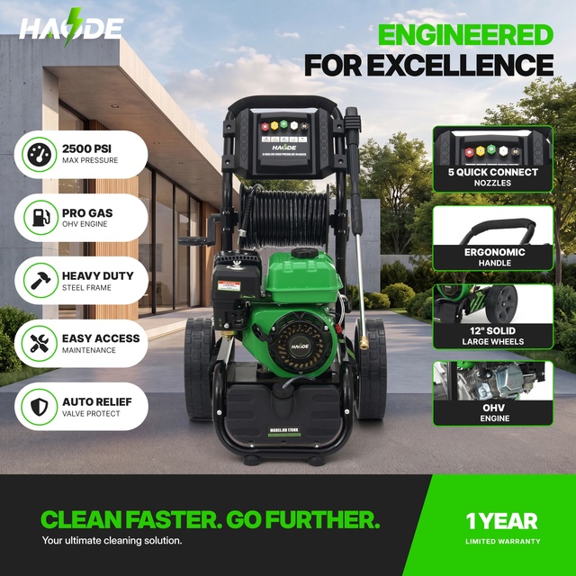 Gasoline Pressure Washer Petrol High Pressure Cleaner with 12-Inch Wheels and Adjustable 173 Bar Pump for Commercial Car Wash