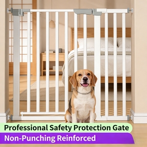 Nouvelle barrière de sécurité pour animaux de compagnie en acier massif épaissi et plastique, sans perçage, pour bébés et chiens, barrière d'escalier anti-collision horizontale - Product Image 1