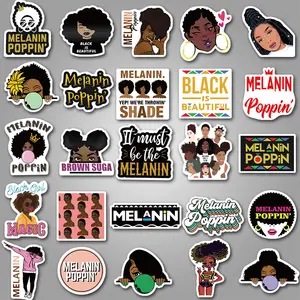 50 Pieces Melanin Poppin Stickers Black Girl Pop Singer Computer Decal For Laptop Water Bottles Skateboard Graffiti Patches