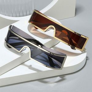 Lunettes de soleil Y2K tendance vintage à petite monture avec logo personnalisé, verres monobloc en alliage UV400, style punk - Product Image 2