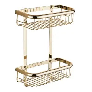 All Copper Brushed Gold Storage Basket Copper Basket Rectangular Bathroom Single Double Layer European Bathroom Corner Rack