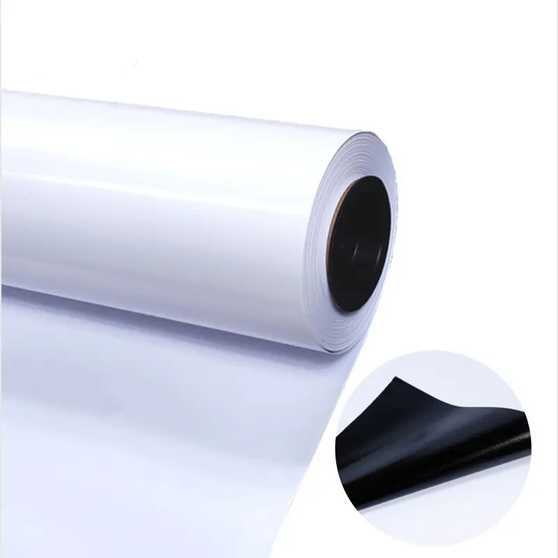 Rolo de vinil auto-adesivo preto, rolo branco alto brilhante eco solvente, 100mic, adesivo branco de pvc