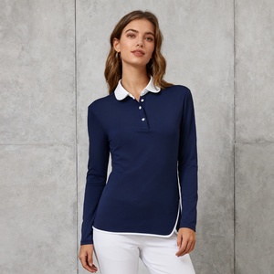 Chemise de golf personnalisée pour femme, coupe ajustée, manches longues, respirante, séchage rapide, anti-plis, compressée, pour le printemps, l'automne et le tennis - Product Image 1