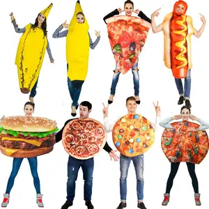 2024 Adult XL Carnival Party Role Play Halloween Cosplay Funny Hamburger Fruits Costume-Cute Stale Banana Jumpsuit