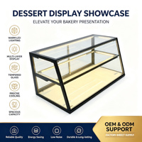 Vitrine de boulangerie multifonctionnelle de luxe en métal noir avec façade inclinée et présentoir à pain en verre – Comptoir de vente au détail