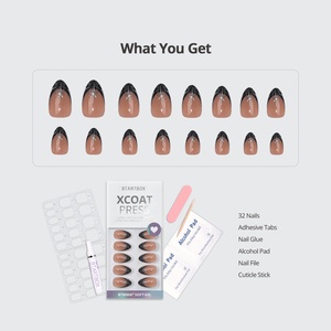 BTArtbox 3D Design French Artificial False Fake <b>Nails</b> Wholesale Short Almond Black French Tip Soft Gel Thick Press on <b>Nails</b> <b>Set</b> - Product Image 5