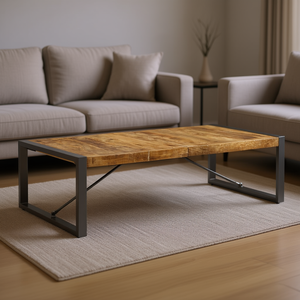 Rough Mango Wood Coffee <b>Table</b> 55.1x27.6x15.7 Inches Elegant Durable Design Modern Living Room Furniture - Product Image 2