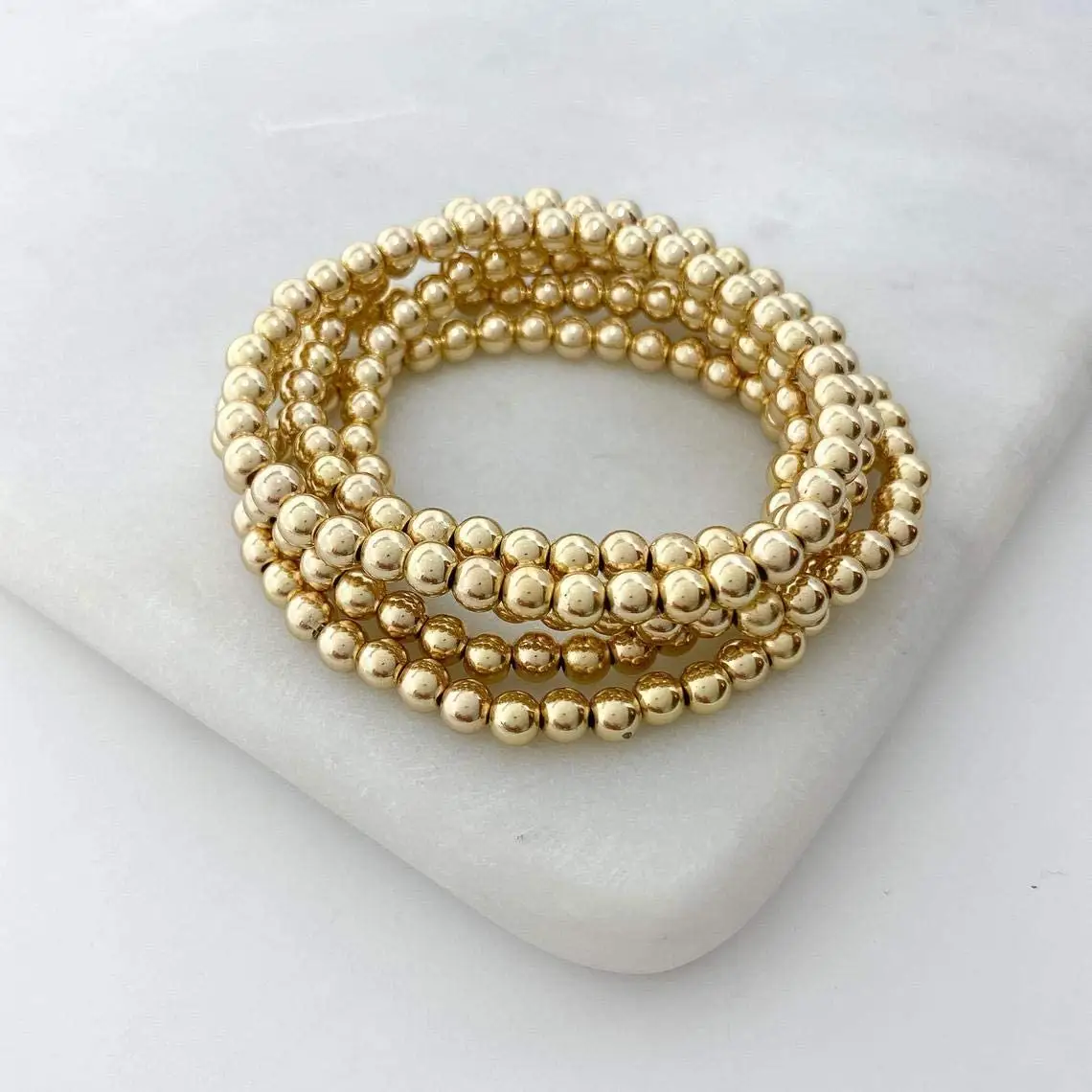 Fashion Women Beads Bracelets Jewelry Gold Plated Stainless Steel Custom Wrist Beads Bracelet