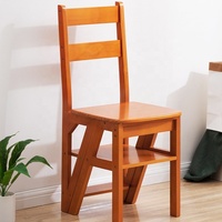 Youtai Ménage Échelle Chaise Pliante Tabouret À Double Usage Échelle Escaliers Multifonctionnels En Bois Massif