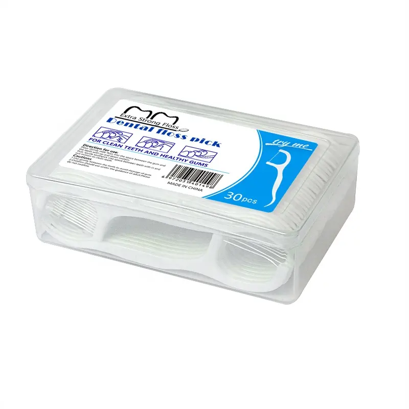 Bulk Oem 30 Picks Per Doos Gemakkelijk Glide Eco Natuurlijke Dental Floss Pick Plastic In Custom Box Container