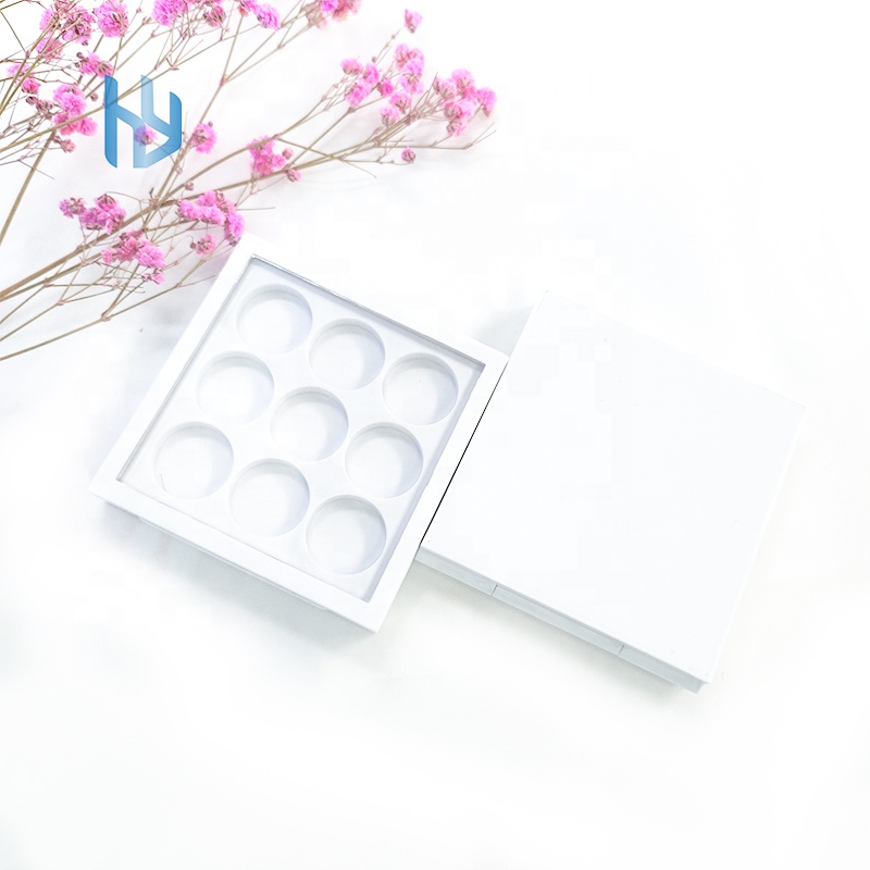 In Stock Fashion Cosmetic Container High Quality 9 Colors Private Label White Empty Magnet Eyeshadow Palette