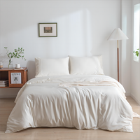 Parure de lit 4 pièces en viscose de bambou biologique GOTS, taille Queen, drap-housse rafraîchissant, taie d'oreiller, vente en gros pour hôtels, sur mesure