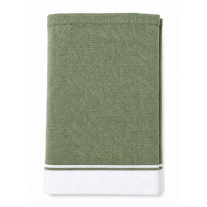 Olive Green Bamboo Bath <b>Towel</b> Fine Woven Texture <b>White</b> Border Soft Absorbent Quick Dry Lightweight Spa Hotel Gym Travel Sheet - Product Image 1