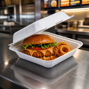 Boîte à hamburger jetable en bagasse 6 pouces, nouveau style, excellente qualité, pour <span class=keywords><strong>restaurants</strong></span>, hôtels et fêtes - Product Image 3