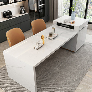<span class=keywords><strong>Tavolo</strong></span> da Pranzo Moderno Minimalista in Lastra di Pietra <span class=keywords><strong>con</strong></span> Spazio di Archiviazione Integrato Estensibile, <span class=keywords><strong>Isola</strong></span> Centrale per <span class=keywords><strong>Cucina</strong></span>, Mobile per la Casa - Product Image 1