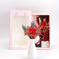 Bouquets de roses et de fleurs séchées éternelles en savon, faits main et pratiques, pour la Fête des Enseignants et la Saint-Valentin
