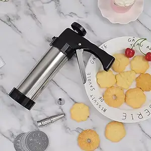 DIY Biscuit Stainless Steel Piping Nozzles Biscuit Make Cake Decoration Tools,Manual Cookie Press Maker Machine Gun for Baking
