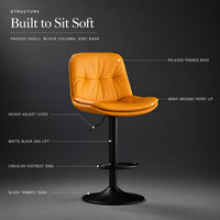 Tabouret de salon roulant en cuir PU, dossier creux en forme d'anneau, durable, réglable en hauteur, pivotant à 360°, pour bar et salon, directement de l'usine