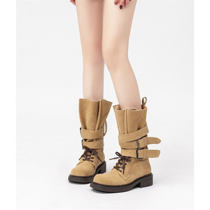Botas de Montar Estilo Western para Mujer, Vintage, a Media Pantorrilla, con Tacón Grueso, con Cordones, <span class=keywords><strong>Botines</strong></span> Bohemios - Product Image 3