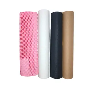 50 см * 100 м, сотовая переработанная бамбуковая упаковка с принтом, белая, черная, коричневая упаковка, рулон крафт-бумаги