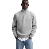 Haut à capuche ample et polyvalent pour homme, tendance, de marque, avec demi-fermeture éclair, en tissu Air-Layer 500g, pour l'automne/hiver, idéal pour l'export.