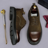 Chaussures Oxford à lacets pour hommes, en cuir de vache véritable, bout trois pièces, finition vieillie, design rétro britannique