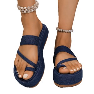 <span class=keywords><strong>Sandalias</strong></span> de plataforma de mezclilla de moda para <span class=keywords><strong>mujer</strong></span>, de suela gruesa, estilo de una <span class=keywords><strong>tira</strong></span>, novedad de verano 2026, talla grande, venta al por mayor para comercio transfronterizo. - Product Image 6