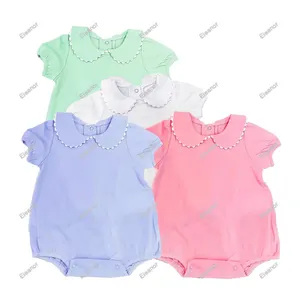 Wholesale embroidered peter pan collard baby rompers bubble summer 100%cotton toddler little girl baby clothes