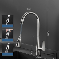 Évier de lavabo à poignée unique en acier inoxydable 304 2 trous pour installation pour robinet d'eau de balcon de cuisine de salle de bain inclus