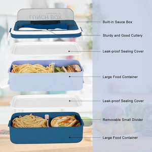 Durable Pink Bento Lunch Box Set Leak-Proof School Containers with Cup Spoon Fork Dishcloth for Girls Boys Adults Teens BPA Free - Product Image 5