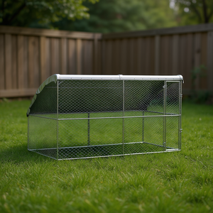 Caseta para Perros de Acero Galvanizado Plateado, 13.12 x 6.56 x 6.56 Pies, Jaula para Mascotas Resistente para Exteriores, para Razas Grandes - Product Image 2