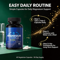 Suplemen Magnesium 7 Kompleks dengan Daya Serap Tinggi 1000mg Per Sajian Kapsul Vegetarian untuk Fungsi Otot dan Saraf