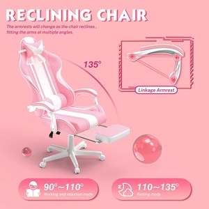 Elegante Silla de Computadora para Mujer, Silla de Juego Rosa con Alfombrilla de Ratón LED Gratis, Silla de Juego Rosa con Reposapiés - Product Image 6